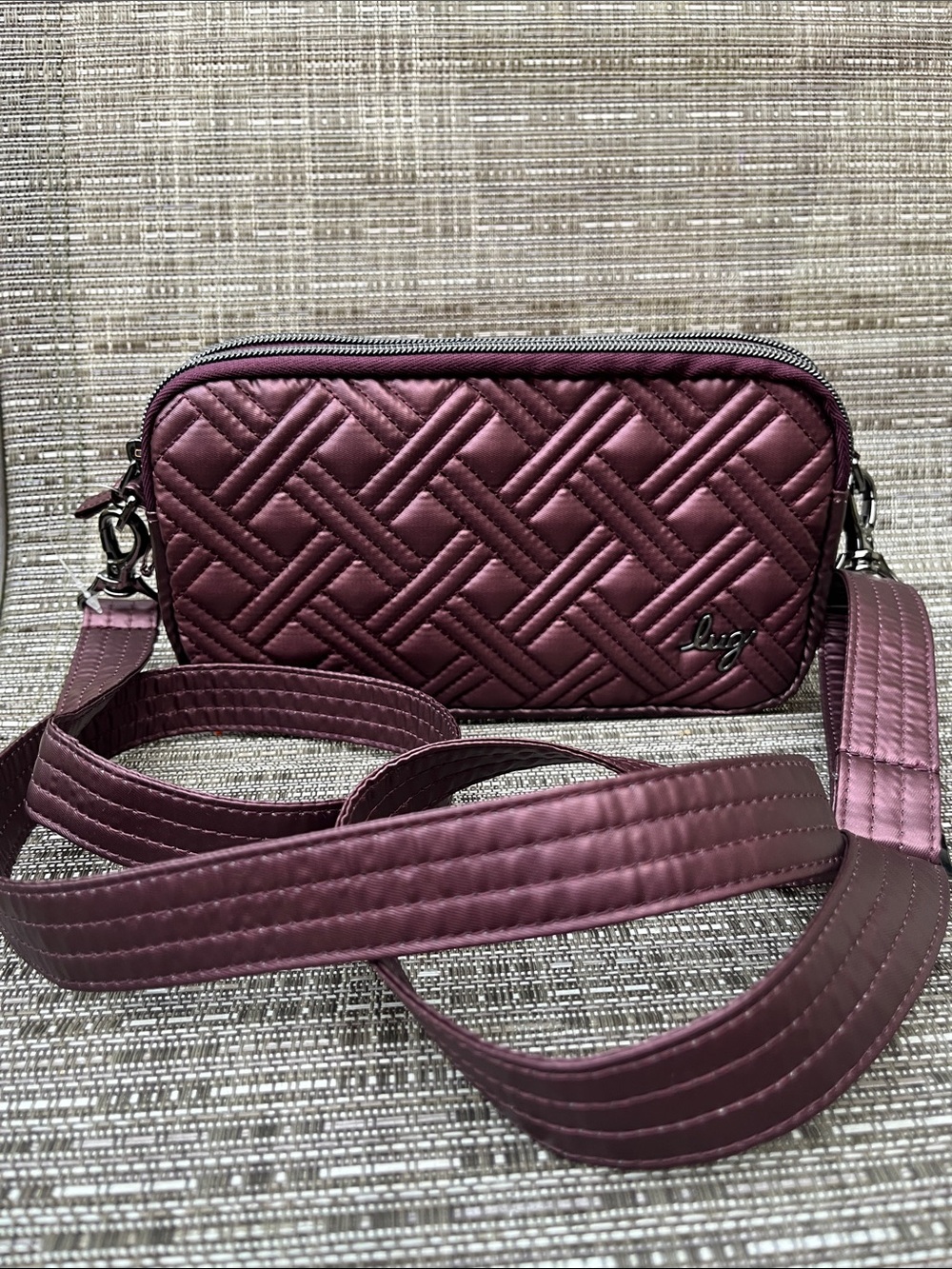 lug Quilted Crossbody Bag in Plum
